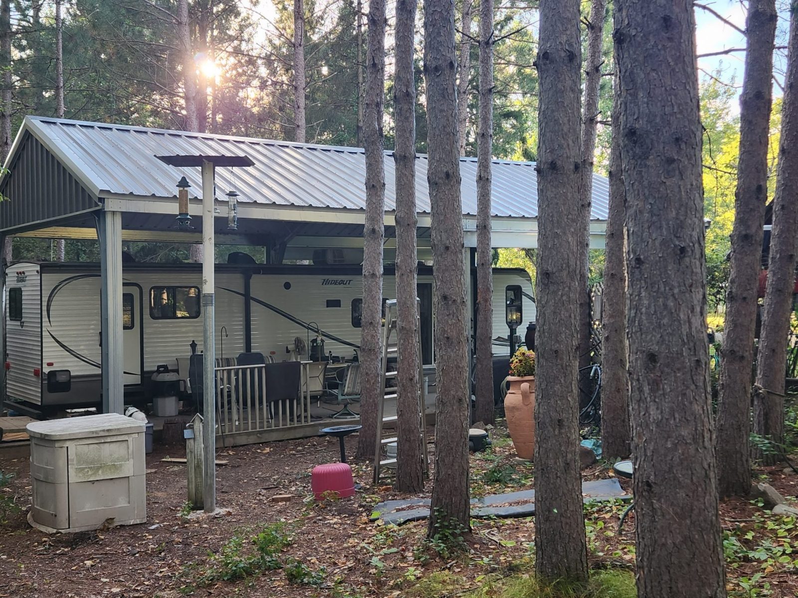 24x40x12 – Carport – Charcoal Gray Roof & Endwalls + Ash Gray Trim – Mora, MN