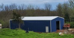 40x60x14 – Cobalt Blue Walls + Polar White Trim – Carlisle, IA