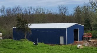 40x60x14 – Cobalt Blue Walls + Polar White Trim – Carlisle, IA