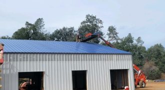 60x65x14 – Cobalt Blue Roof + Polar White Walls + Charcoal Gray Trim – Redding, CA