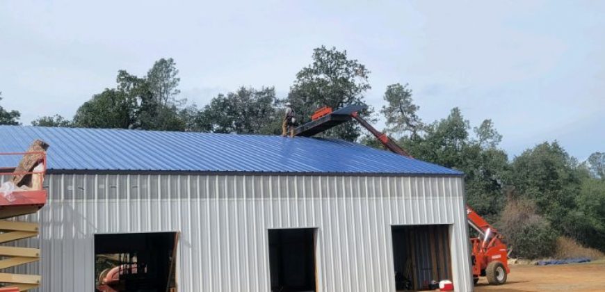 60x65x14 – Cobalt Blue Roof + Polar White Walls + Charcoal Gray Trim – Redding, CA