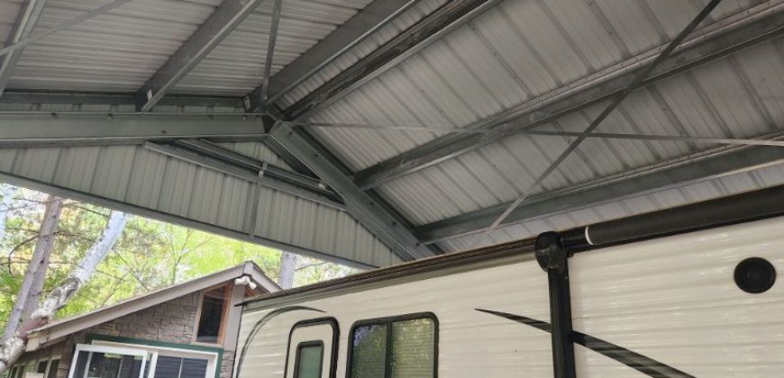 24x40x12 – Carport – Charcoal Gray Roof & Endwalls + Ash Gray Trim – Mora, MN