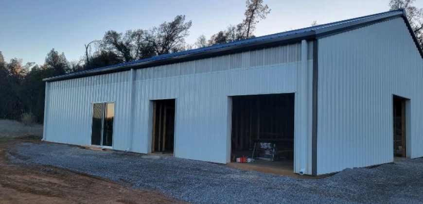 60x65x14 – Cobalt Blue Roof + Polar White Walls + Charcoal Gray Trim – Redding, CA