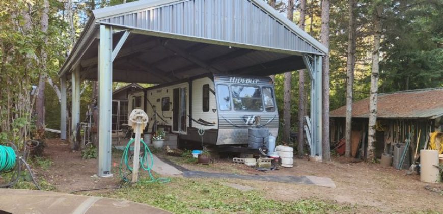 24x40x12 – Carport – Charcoal Gray Roof & Endwalls + Ash Gray Trim – Mora, MN