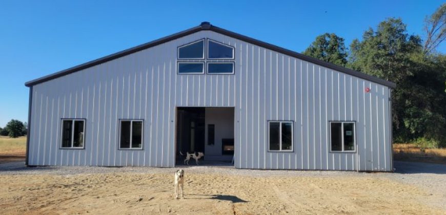 60x65x14 – Cobalt Blue Roof + Polar White Walls + Charcoal Gray Trim – Redding, CA